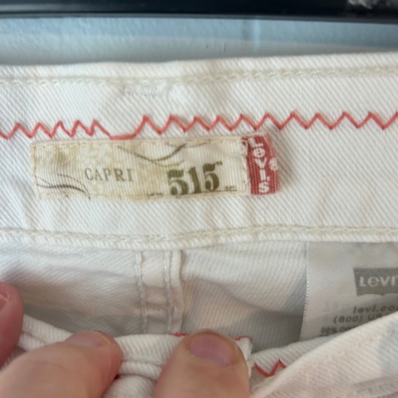 Levis 515 Capri Jeans Womens 16 White Stretch Denim Cropped Mid Rise Pants - Picture 3 of 7